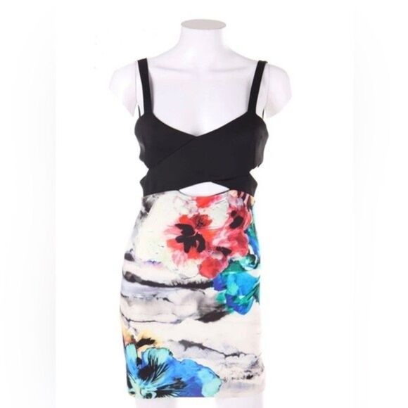 Zara Cut Out Hawaiian Mini Dress Size M - Picture 1 of 8